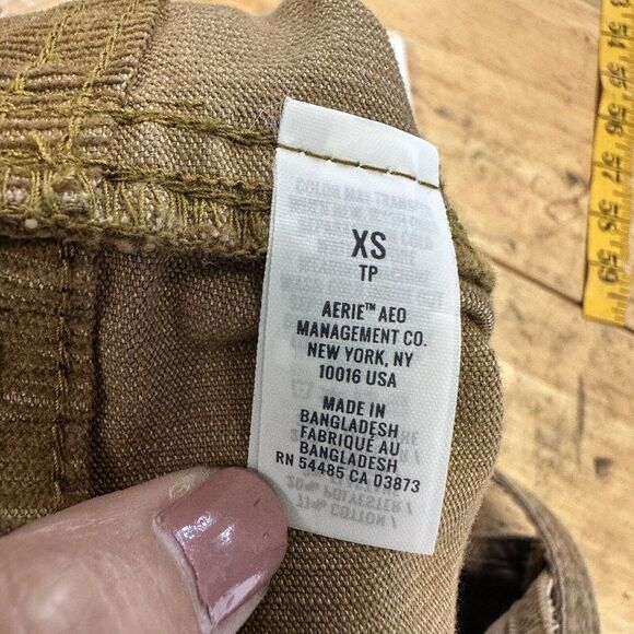 Aerie Werk &‎ Play Corduroy Overalls Plus Size XS Brown Wide Leg Frayed Hem Farm - Picture 15 of 16